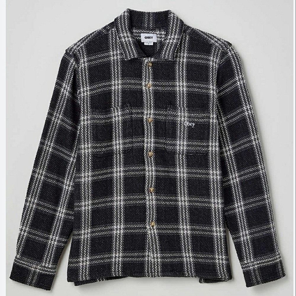 💥B2G1 FREE OBEY Wes Woven Shirt in Black Multi, Retail $115, SIZE S & M